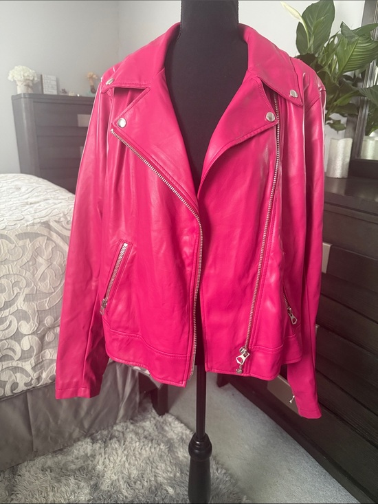 torrid Jackets & Blazers - torrid Hot Pink Leather Moto Jacket